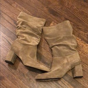 Via Spiga Vera Cuoio Taupe Block Heel Mid Calf